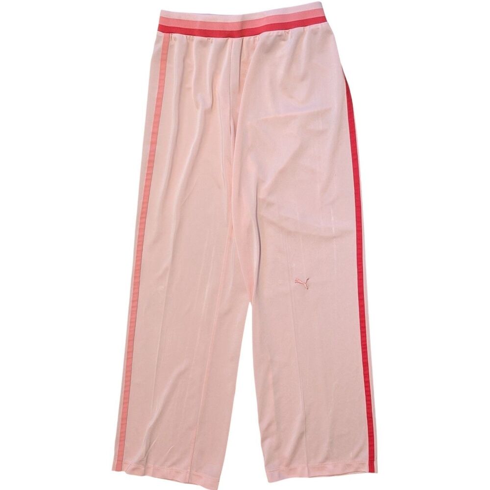 Puma Track Pants Pink Stripe T7 Glam Silky Joggers 100% Polyester